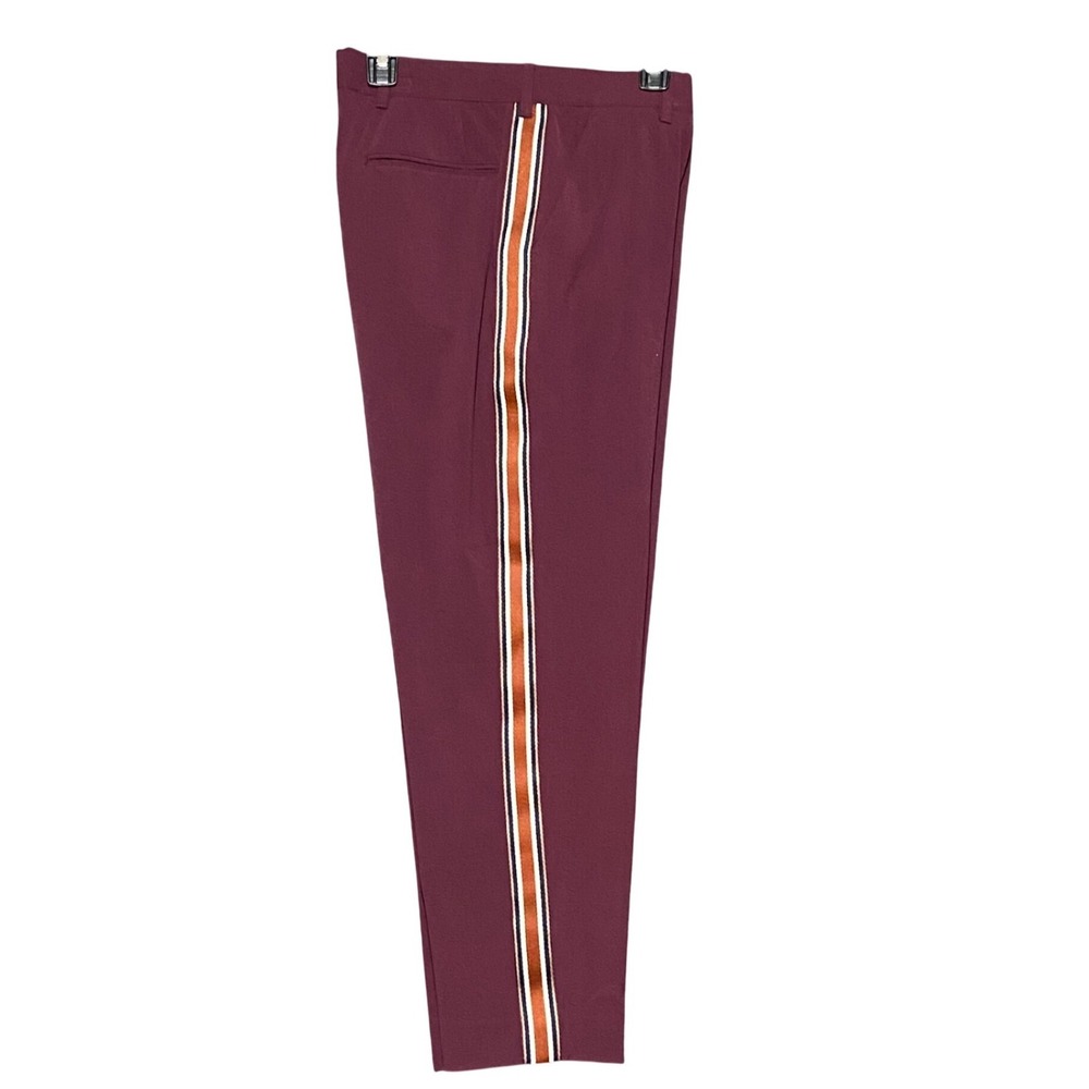 ASOS DESIGN Mens Burgundy Smart Trousers Side Stripe W30 L32 Retro Mod NWT
